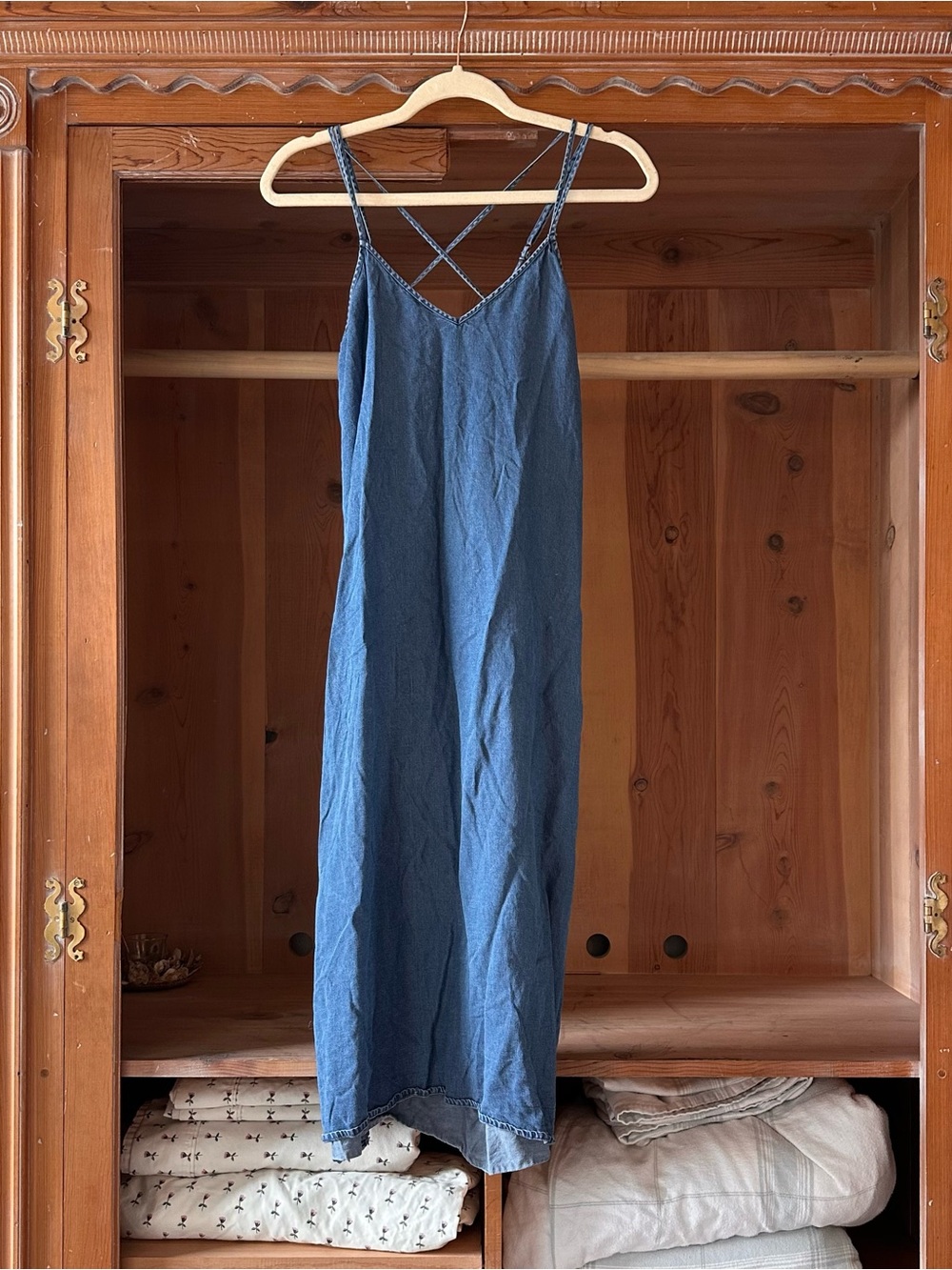 Blue Slip Dress with Crisscross Straps